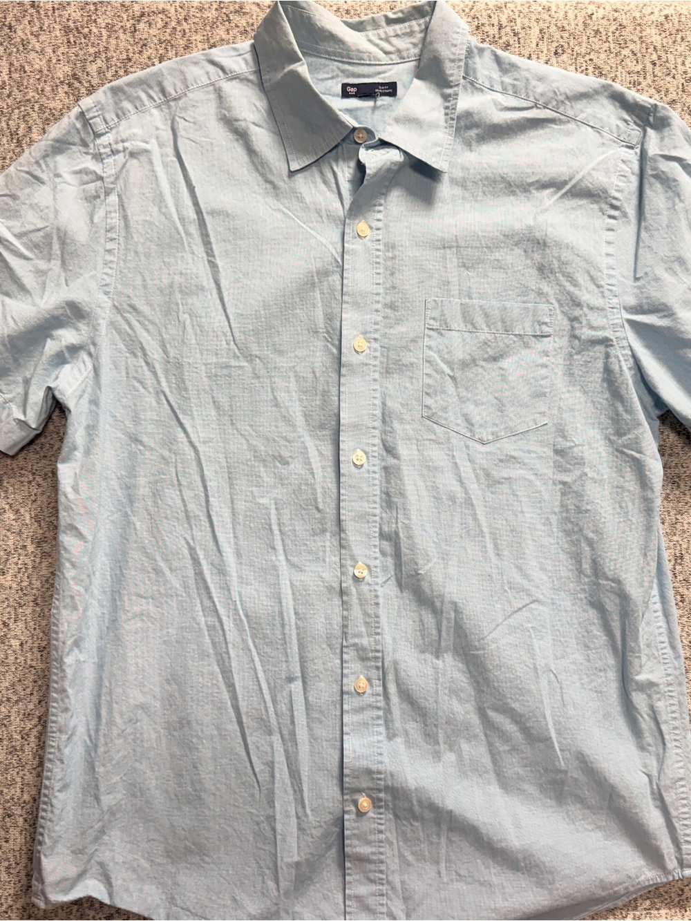 GAP Light Blue Short-Sleeve Button-Down Shirt